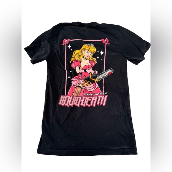 Liquid Death Tops - Liquid Death Chainsaw Princess Graphic Tee Black Small Punk Goth